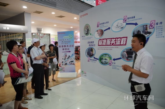 工作人員為車主講解一汽豐田的標準服務流程。