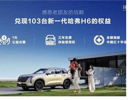 為公益事業添磚加瓦，新一代哈弗H6預售組織一元捐贈獻愛心